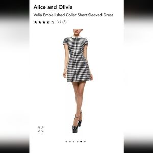 Alice + Olivia Houndstooth Mini Dress with Embellished Collar